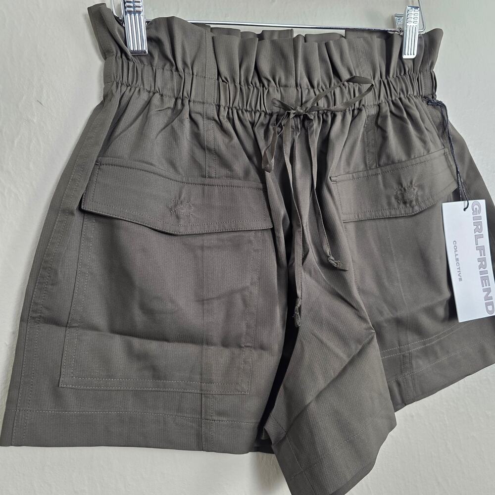 NWT Girlfriend Collective Mercer Camp High Waist Paperbag Short Raven Small - Picture 6 of 9